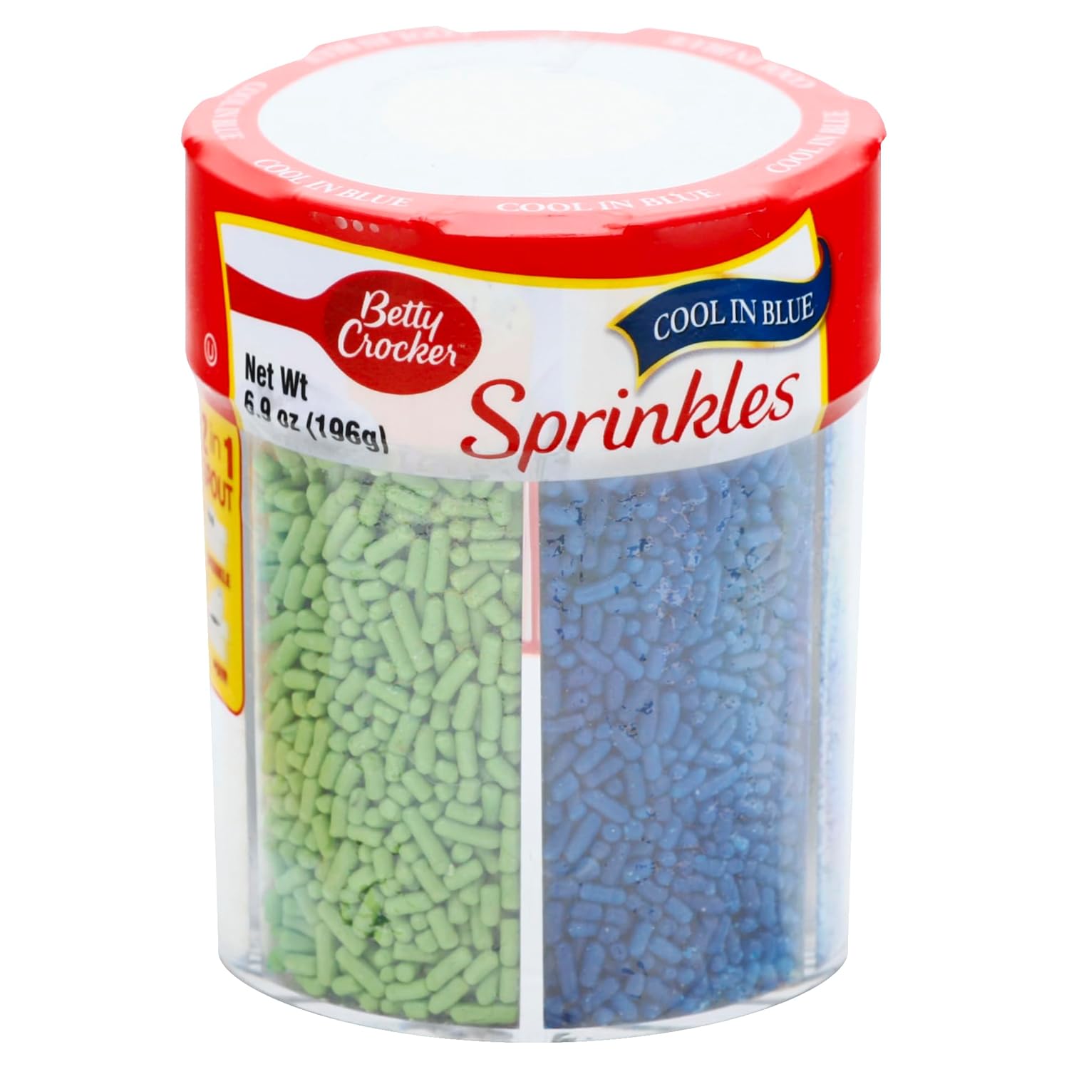 Betty Crocker 6 Color Sprinkles, Dessert Sprinkles for Cake, Cupcake, Cookie Decorating, Baking, Green, Blue, and White Blends 6.9oz