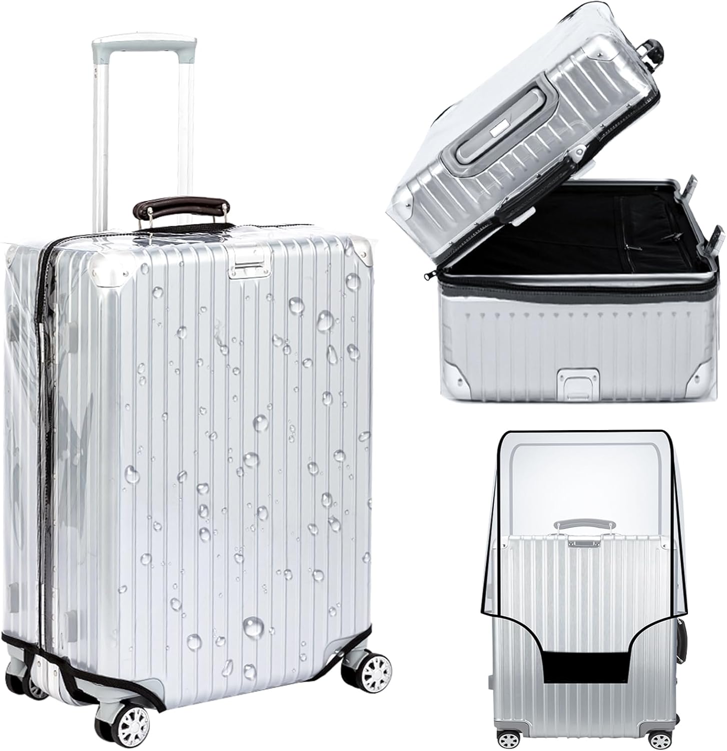 Veki Clear Suitcase Cover PVC Protector with Zip, Waterproof Transparent Luggage Cover Protective Bag, for Plastic Trolley Case Cover Protect Suitcases from Scratch for Travel Accessories