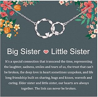 Sister Gifts, Sterling Silver Interlocking 2 Circles Necklace Gifts for Sisters, Big Sister Little Sister Gift, Sister Birthday Gifts from Sister