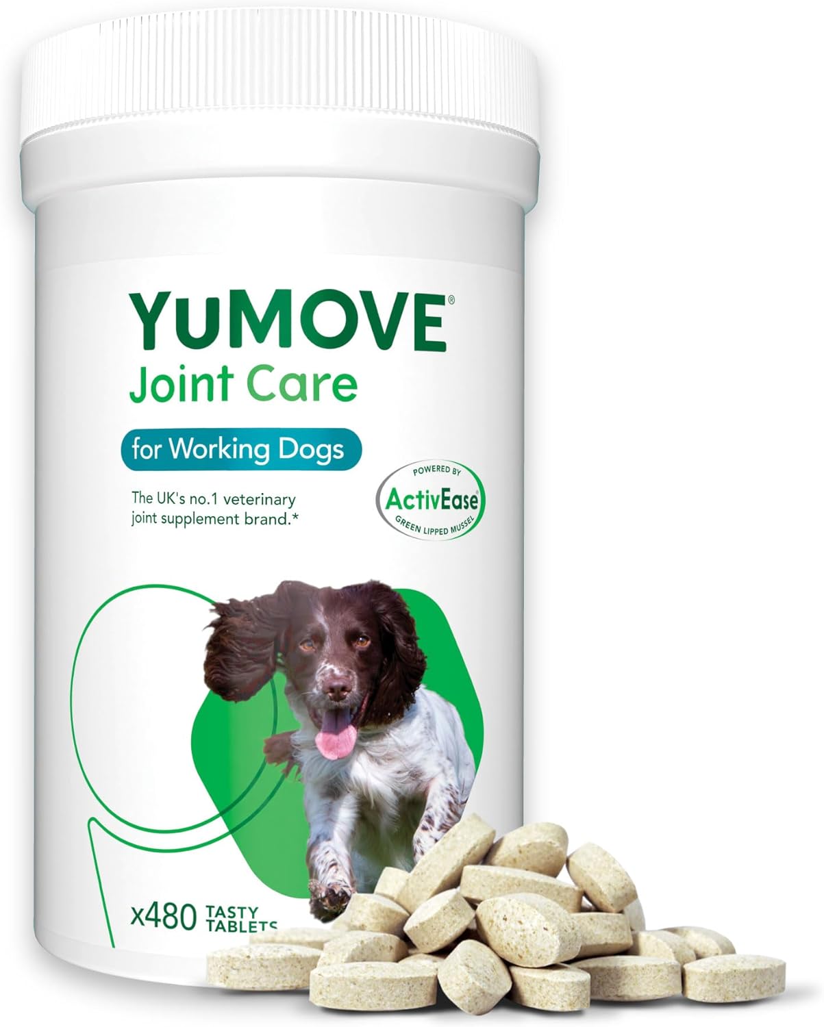 YuMOVE Joint Supplement for Working Dogs, Joint Care, Essential Dog Hip and Joint Aid with Glucosamine, Chondroitin, Green Lipped Mussel, All Ages and Breeds, 480 Tablets