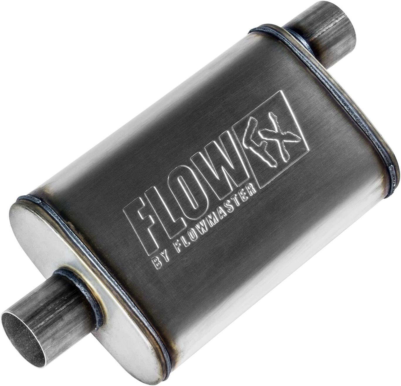 Flowmaster Flow FX Chambered Muffler – 2.50” Offset In / 2.50” Center Out – Moderate Sound – Stainless Steel – Affordable Performance for Modern Trucks, Muscle Cars & Daily Drivers (71226)