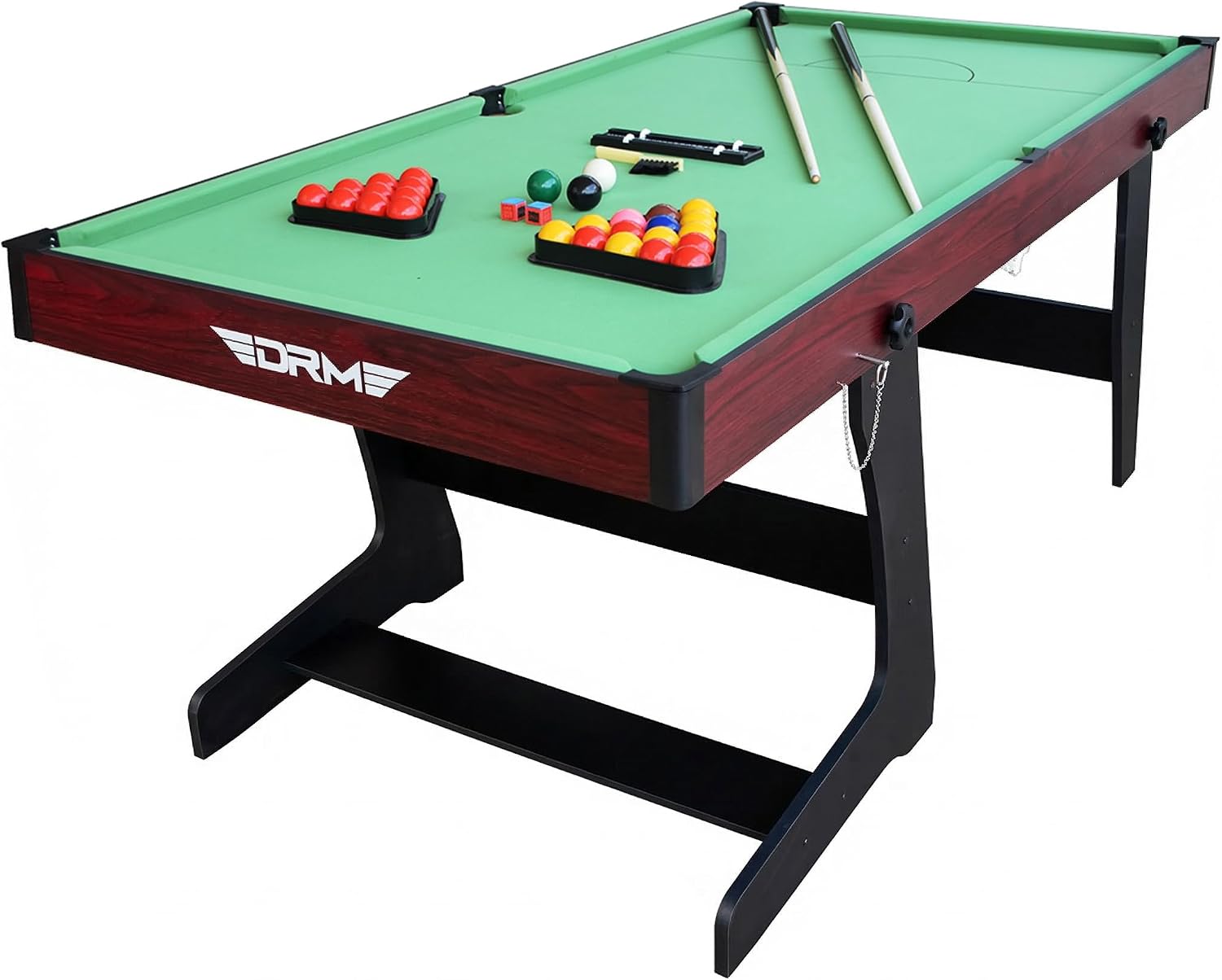 6FT Folding Snooker Table Foldable Pool Table Set Steady Space Saving Billiards Table Portable Family Leisure Game Table Set with All accessories, Great for gift