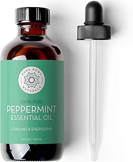 Pure Body Naturals Peppermint Essential Oil, 4 Fl Oz - Pure and Undiluted Mentha Piperita Oil, Therapeutic Grade Aromatherapy Oil for Diffuser, Relaxation and Focus