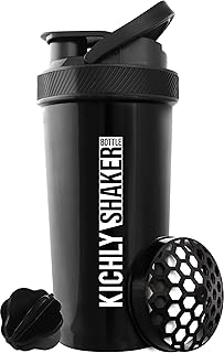 Shaker Bottle 1 Pack - 28 Ounce Plastic Protein Shaker Bottle for Pre & Post workout with Twist & Lock Protein Box Storage (Black)