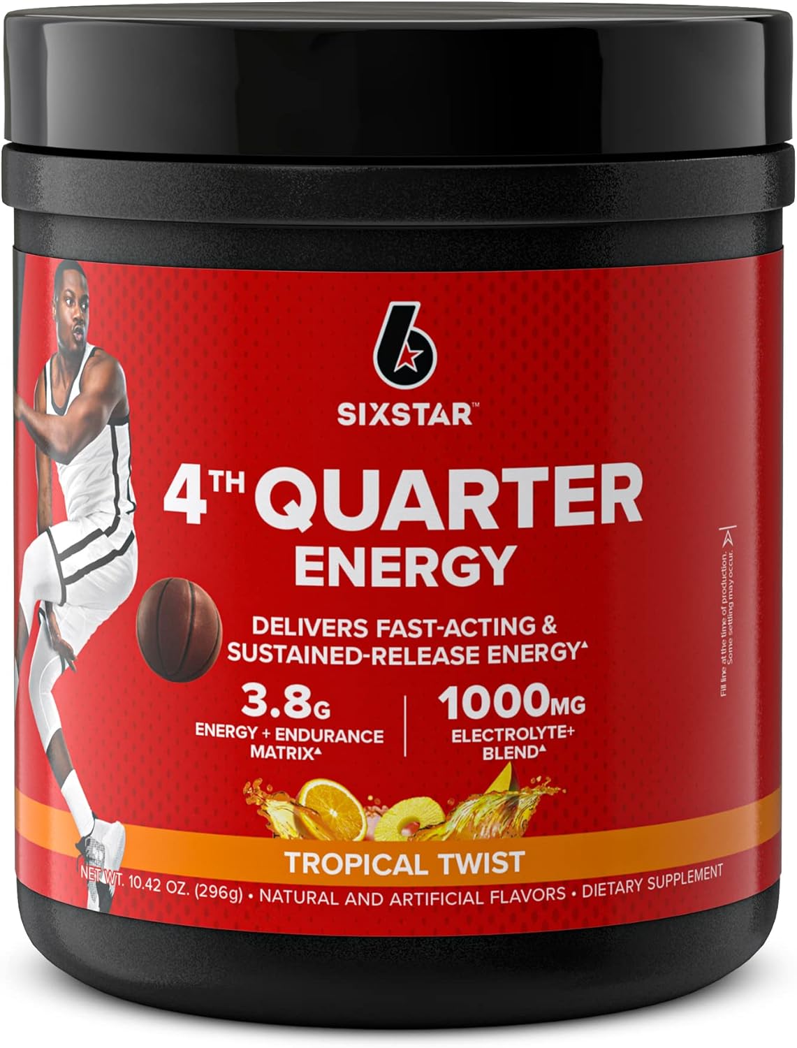 Six Star 4th Quarter Energy Preworkout for Men & Women with Caffeine, Betaine, Taurine, & More for Fast Acting & Sustained Energy, Sports Nutrition Pre-Workout Products, Tropical Twist, 15 Servings