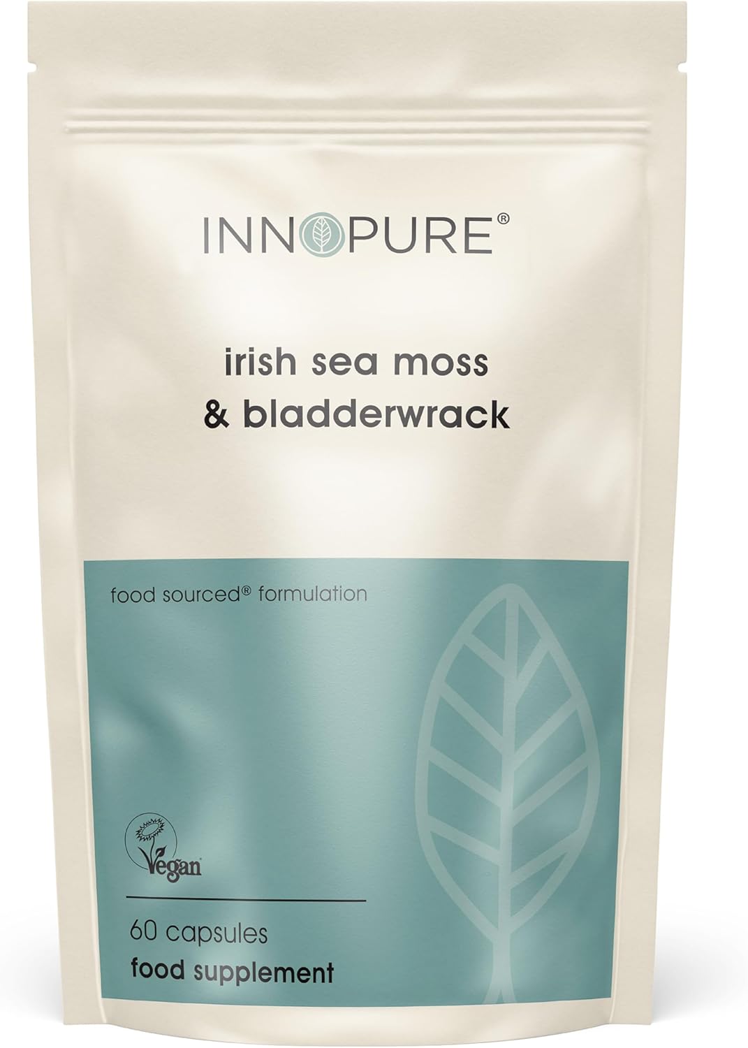 INNOPURE Irish Sea Moss & Bladderwrack, Ethically Sourced SeaMoss - Non GMO, 60 Vegan Capsules, UK Made