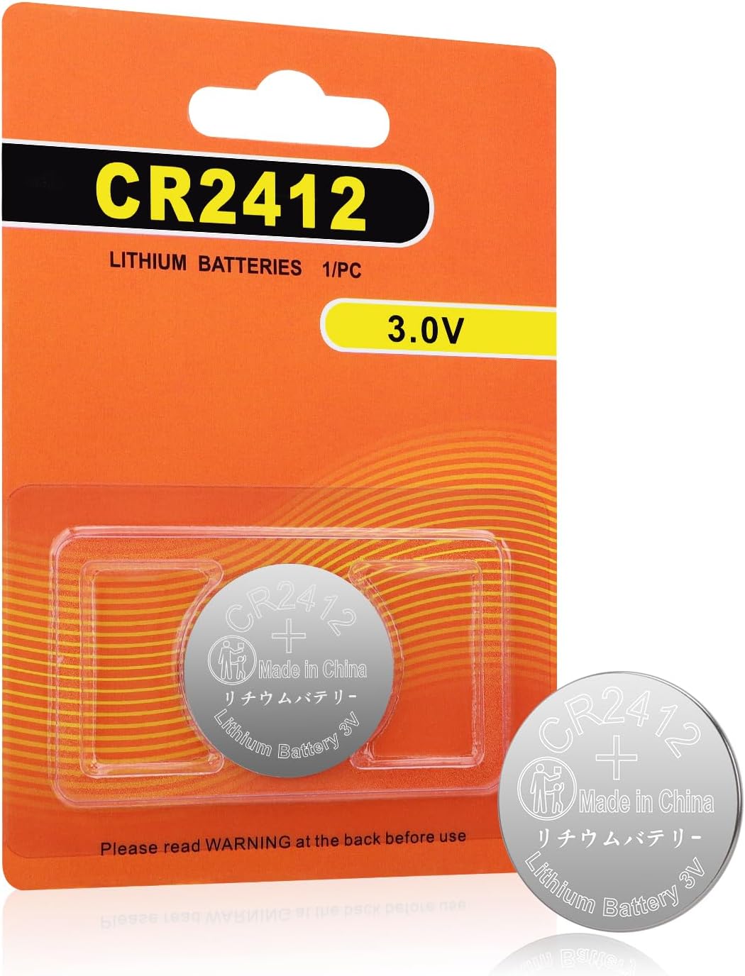 CR2412 Lithium Battery (1-Pack) 3V Coin Button Cell Battery - Long Lasting Power for Car Key Fob, Garage Door Opener, Doorbell, Watch & More