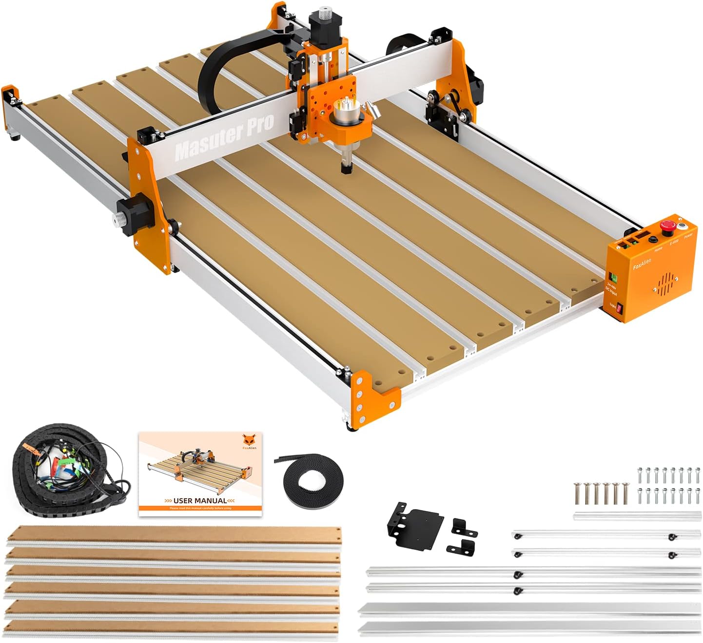 FoxAlien 4080 Y-axis Extension Kit with Upgraded Hybrid Spoilboard for Masuter Pro CNC Router Machine Working Area Extend (15.75" x 31.5", X-Y)