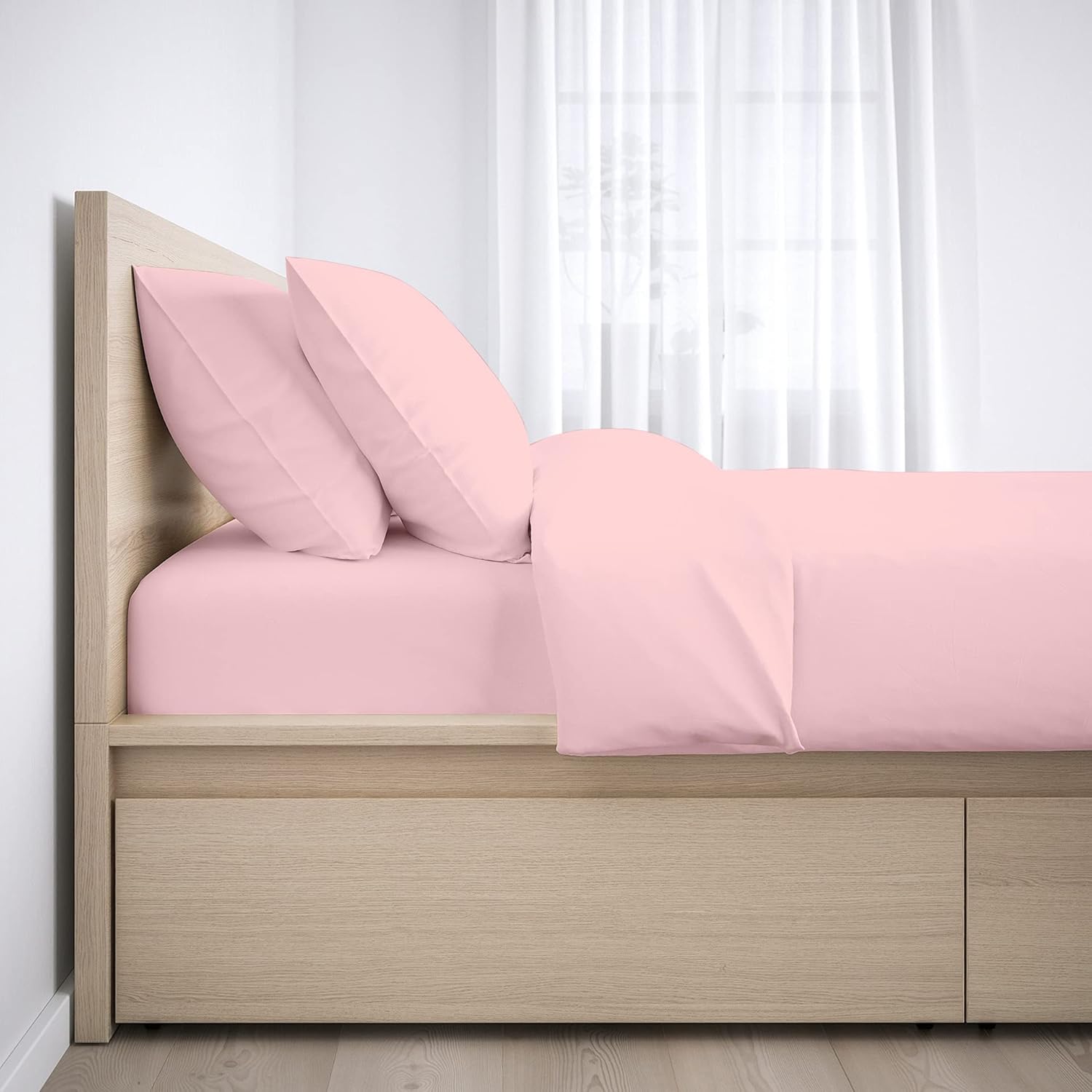 100% Egyptian Cotton Sheets, Pink Solid-FlexTop Cal-King Sheets Set, 600 Thread Count Extra Long Staple Cotton, Sateen Weave for Soft and Silky Feel, Fits Mattress Upto 15'' DEEP Pocket Mattress