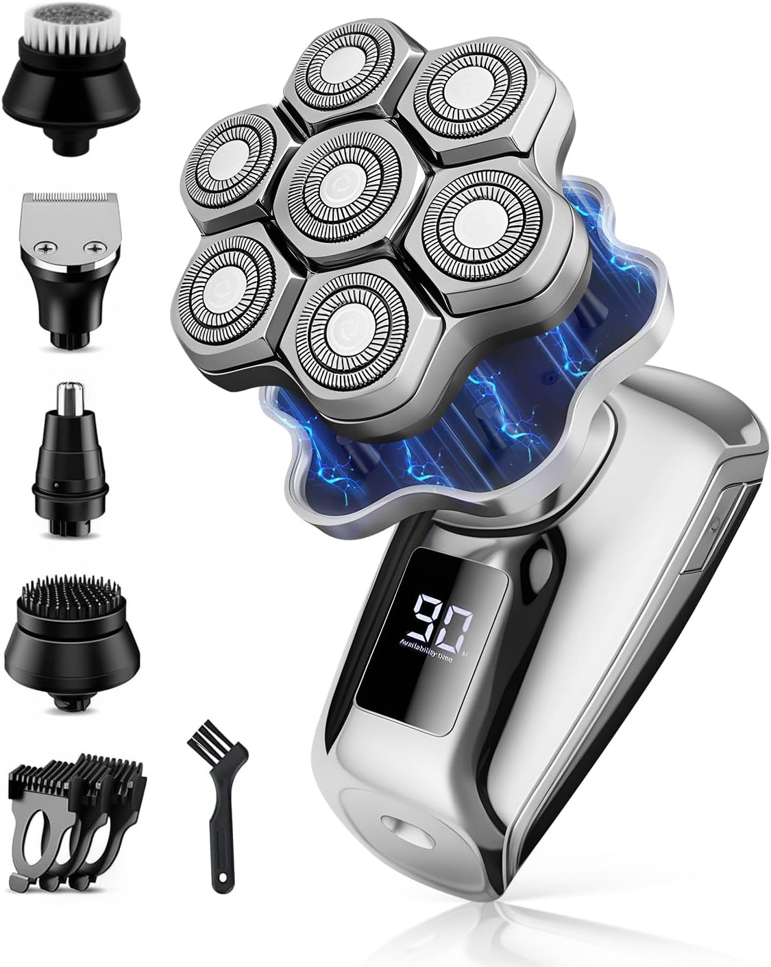 Head Shavers for Bald Men, Electric Detachable Head Shaver for Male, Waterproof Wet Dry Body Bald Head Shaver, Rechargable Rotary Shavers/Razor for Husband Father