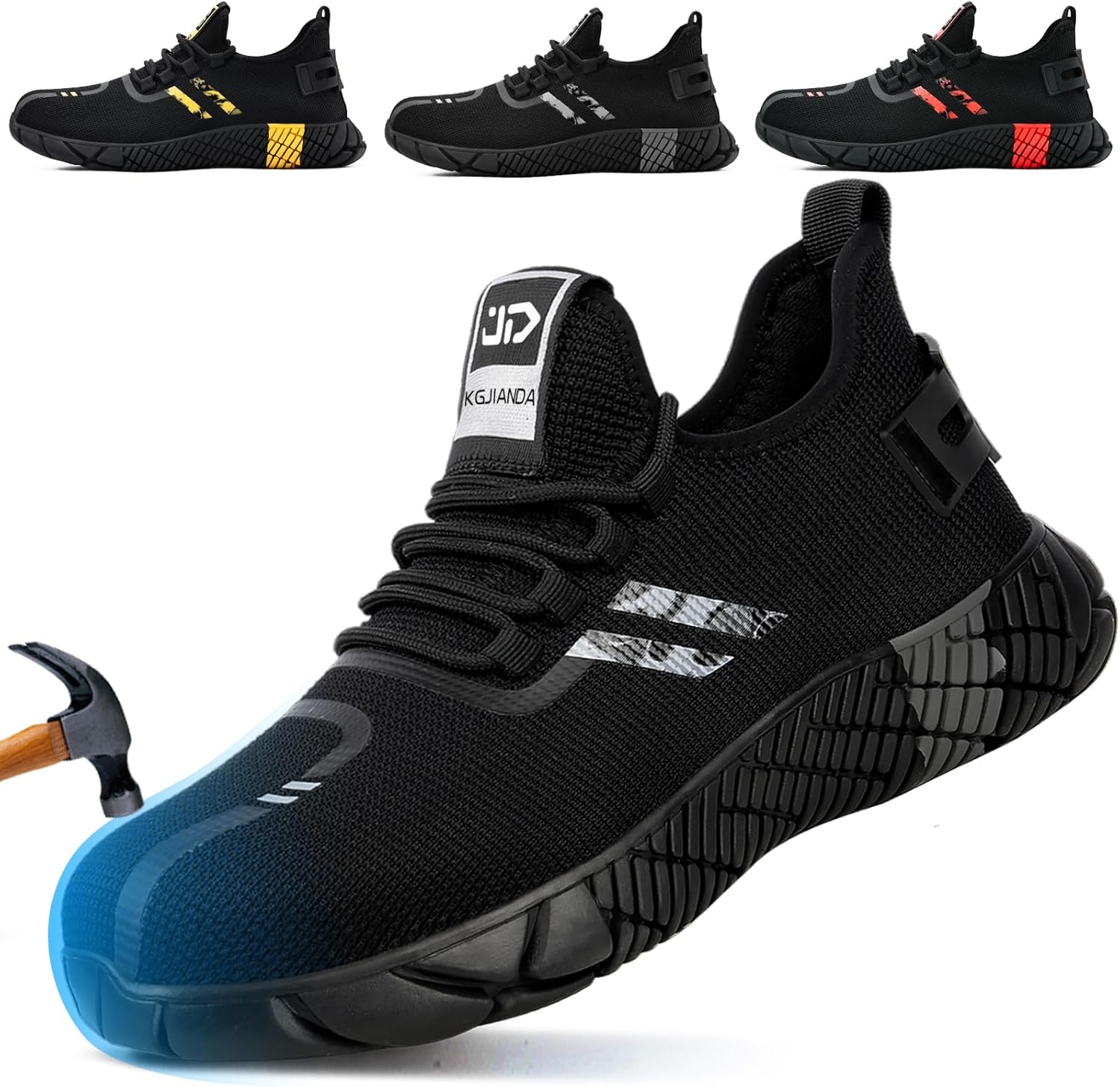 Steel Toe Shoes for Men Work Safety Shoes for Men Comfortable Puncture Proof Sneakers Steel Toe Tennis Sneakers Construction Indestructible Work Utility Footwear