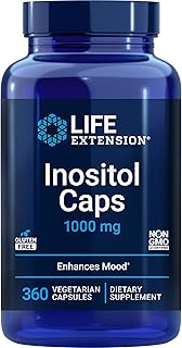 Life Extension Inositol Caps – 1000 mg, Myo-Inositol – Mood Health, Well-Being, Healthy Metabolism, Hormone Balance – Gluten-Free, Non-GMO, Vegetarian – 360 Capsules