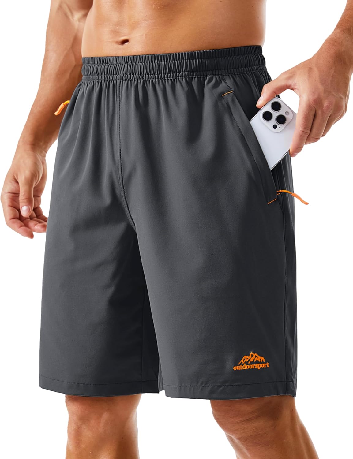 TACVASEN Men's Running Athletic Shorts 9" Quick Dry Workout Gym Shorts Lightweight Summer Shorts 3 Zipper Pockets
