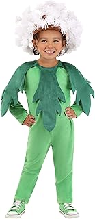 Toddler?s Puffball Dandelion Halloween Costume | Cute Green Flower Plant Jumpsuit with Headpiece