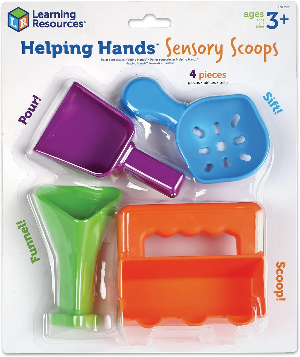 Learning Resources Helping Hands Sensory Scoops, 4 Pieces, Ages 3+, fine Motor Skills Toys for Children, Toddler Water and Sand Play Set