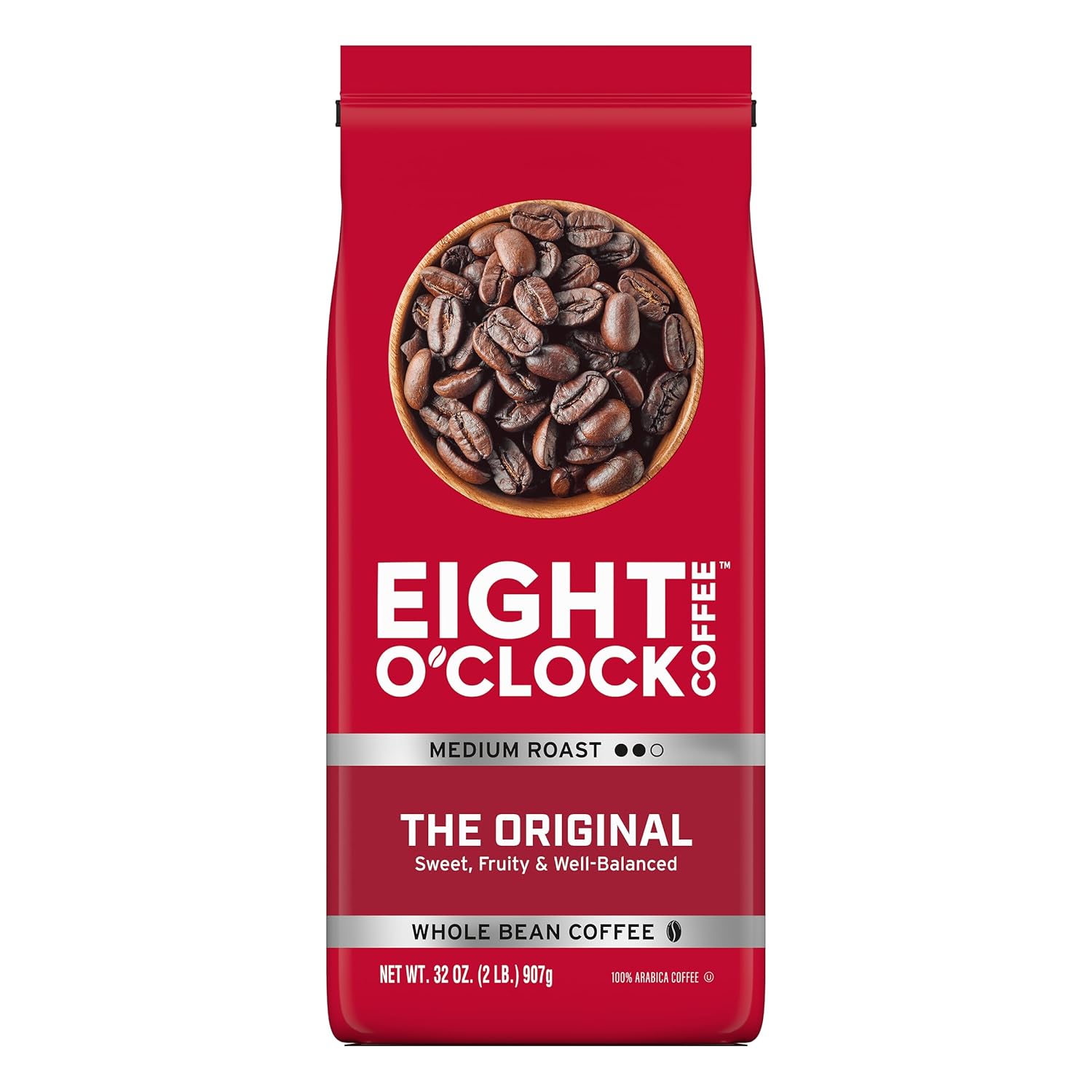 Eight O'Clock Coffee The Original Whole Bean Coffee, Medium Roast, 30 Ounce (Pack of 1) - Sweet, Fruity, Well Balanced
