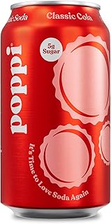 Poppi Sparkling Prebiotic Soda Beverage with Apple Cider Vinegar, Seltzer Water and Fruit Juice, Classic Cola Flavor, 12 oz, Pack of 12, Packaging May Vary