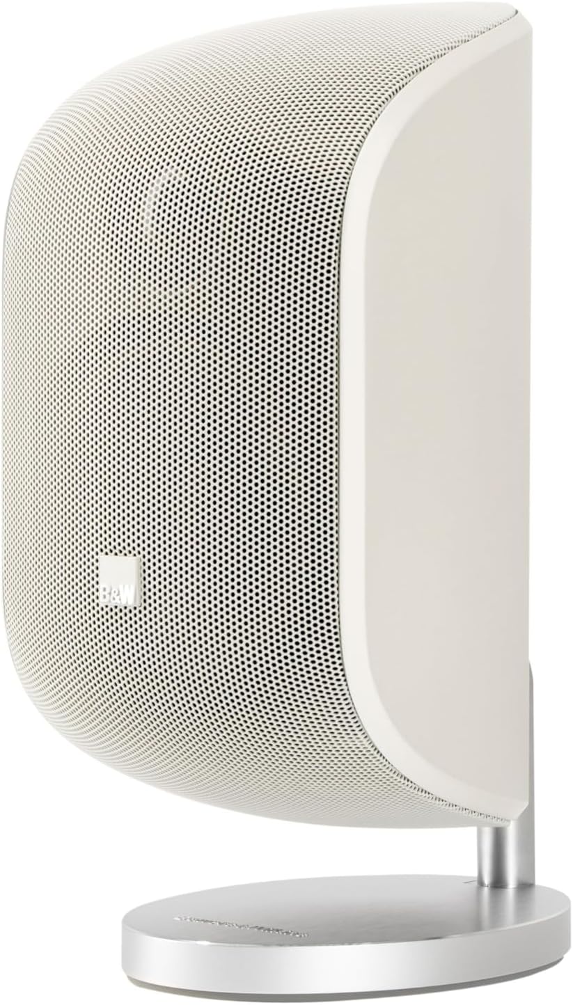 Bowers and Wilkins M-1 Satellite Speaker - 4" Glass Fiber Midrange, 1" Aluminum Dome Tweeter, Use as Stereo Speakers or Center Channel in Your Surround Sound System, Matte White (Single)
