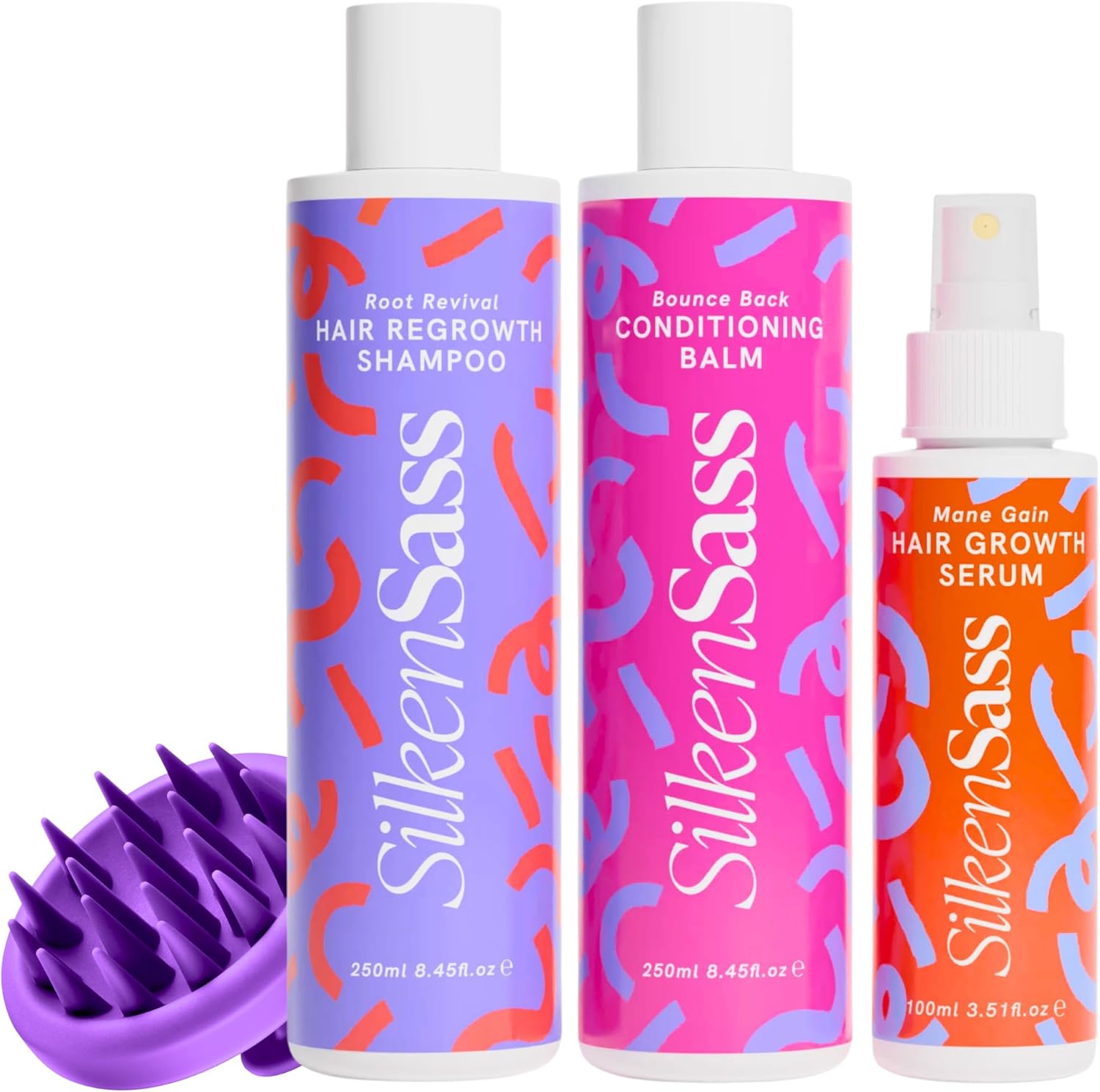 Silken Sass DHT Blocker Menopause Hair Care Treatment – Root Revival Shampoo, Bounce Back Conditioner & Mane Gain Serum – Botanical Formula for Thinning Hair & Breakage Reduction