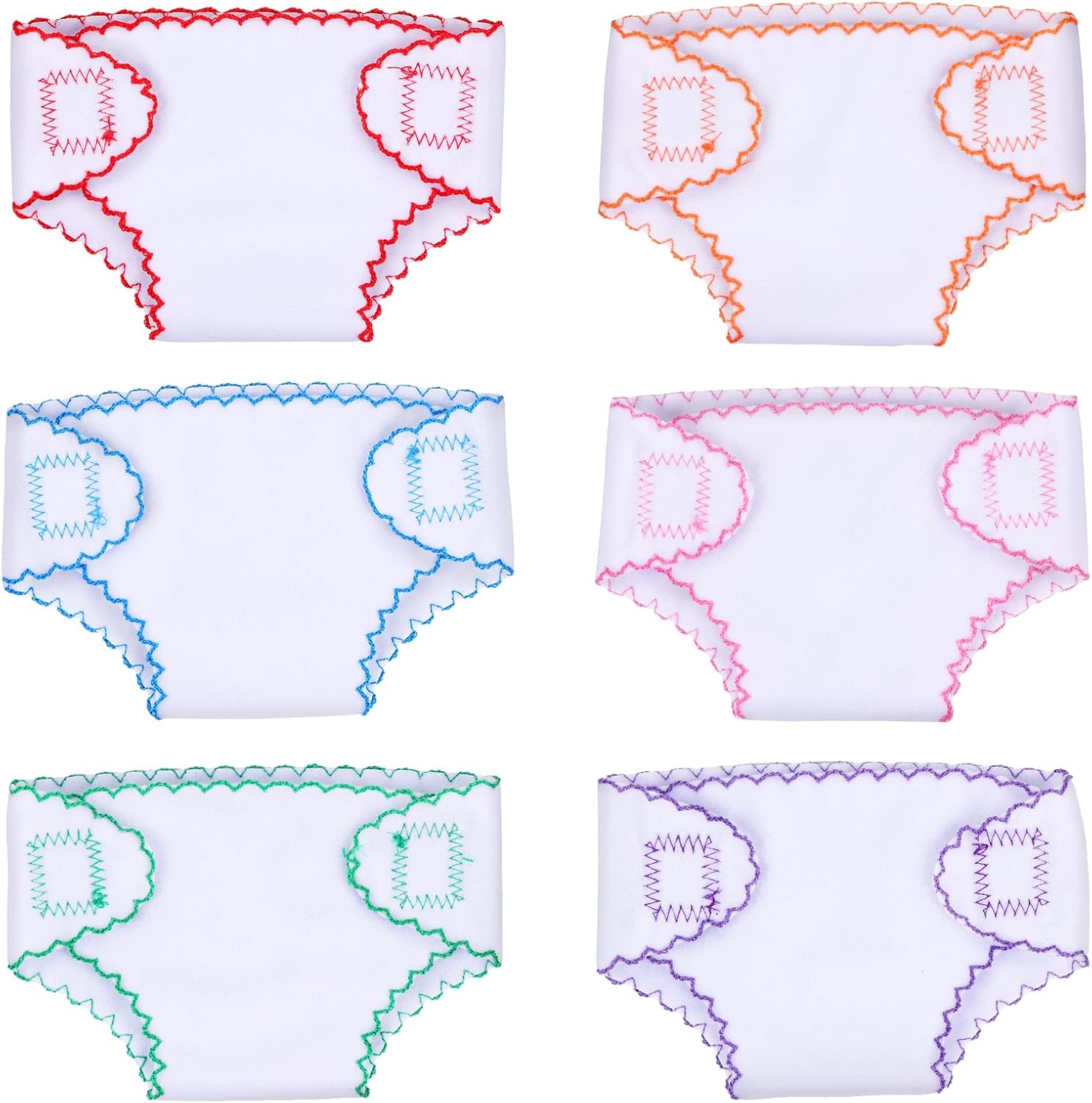 BABESIDE 6 Pcs Baby Doll Diapers for 12-15 Inch Dolls, Reusable & Washable Doll Underwear Fits Newborn Baby Dolls, Pretend Play Accessories for Toddlers Girls