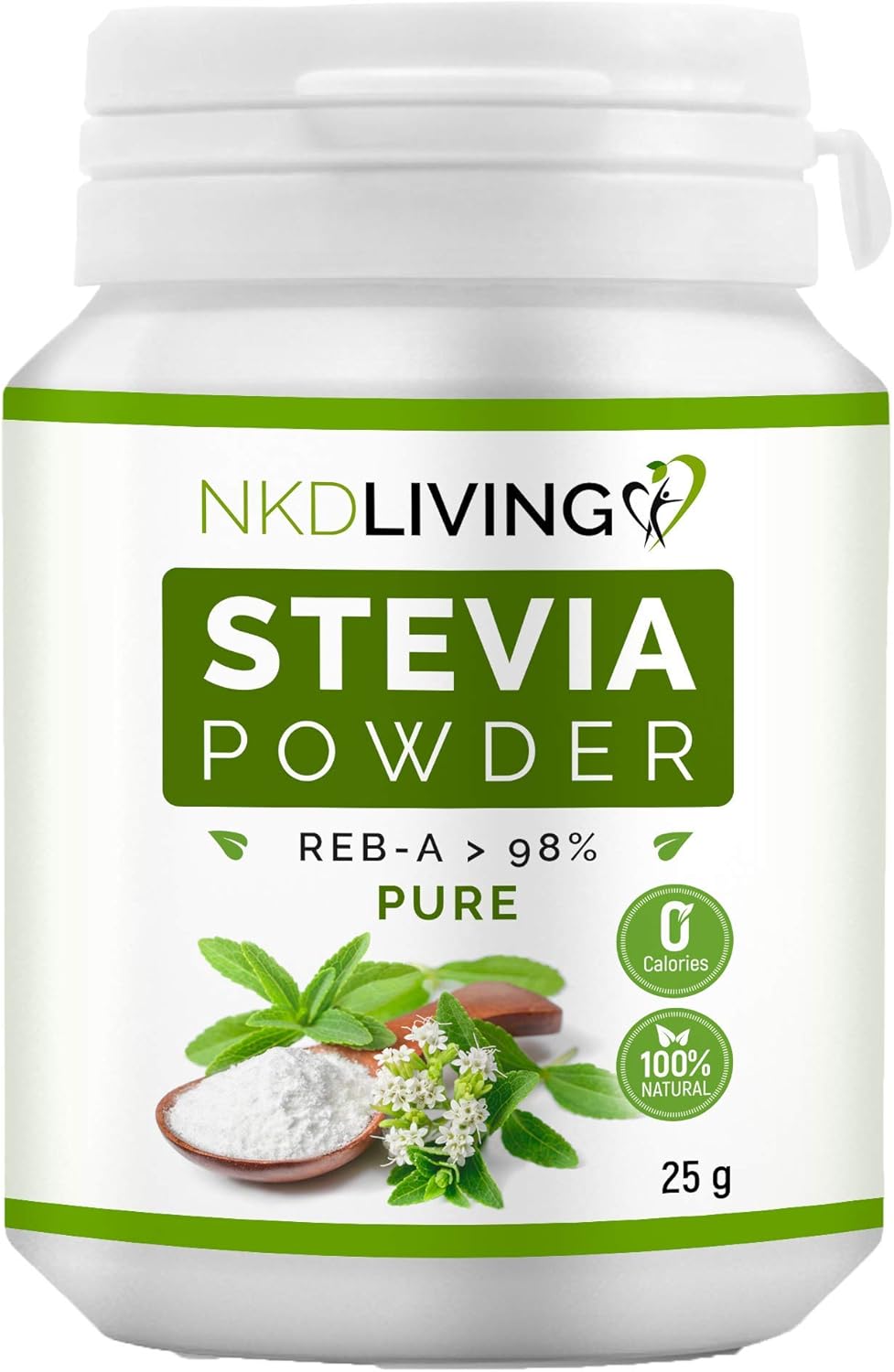 NKD Living 100% Pure Stevia Powder, Reb-A 98% (25g)