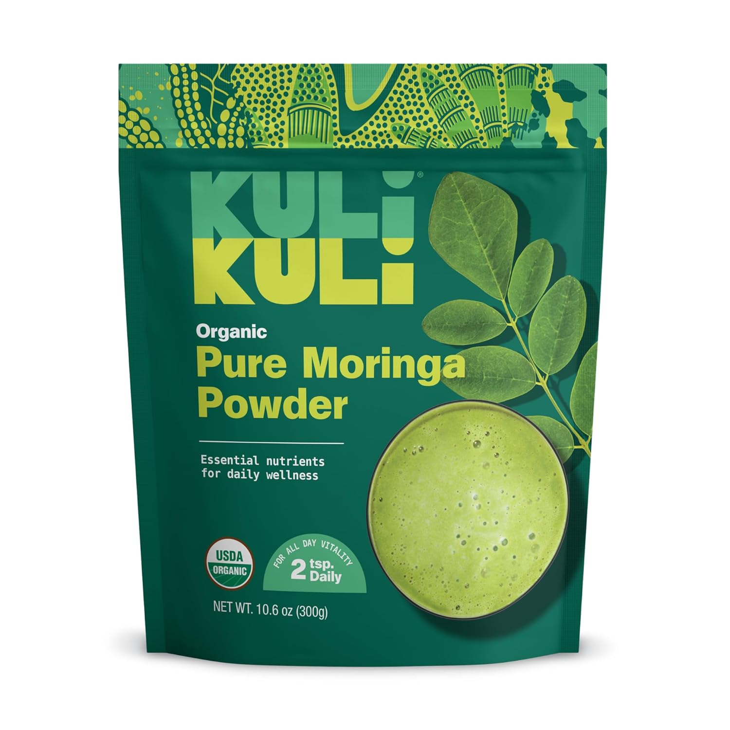 Kuli Kuli Moringa Oleifera Organic Leaf Powder & Green Smoothie, 100% Pure USDA Certified & Non-GMO Moringa Powder, Great with Smoothies, Tea, and Food - Single Pack, 10.6 oz