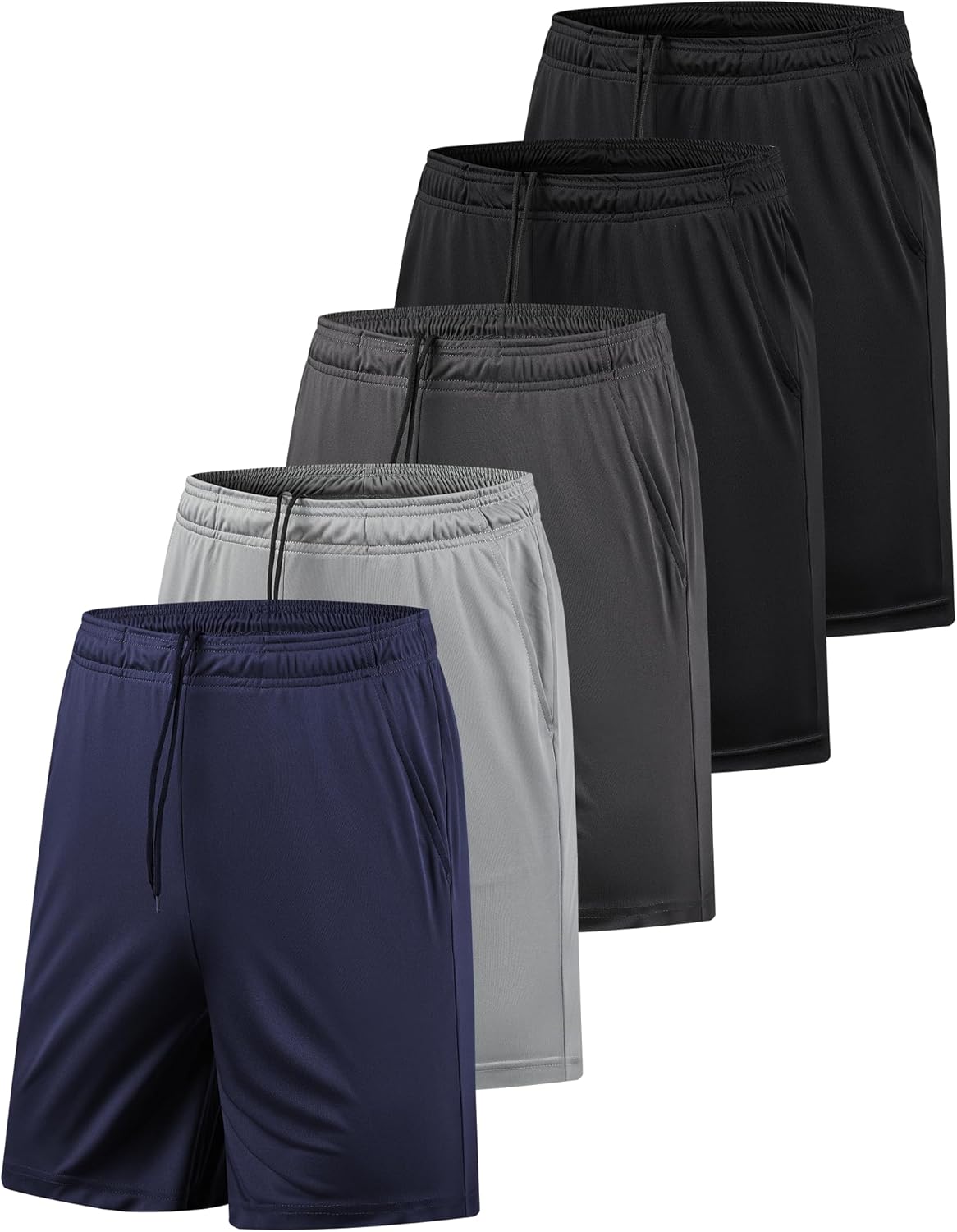 5 Pack Men's Athletic Gym Shorts with Pockets Quick Dry Activewear Workout Running Shorts for Men