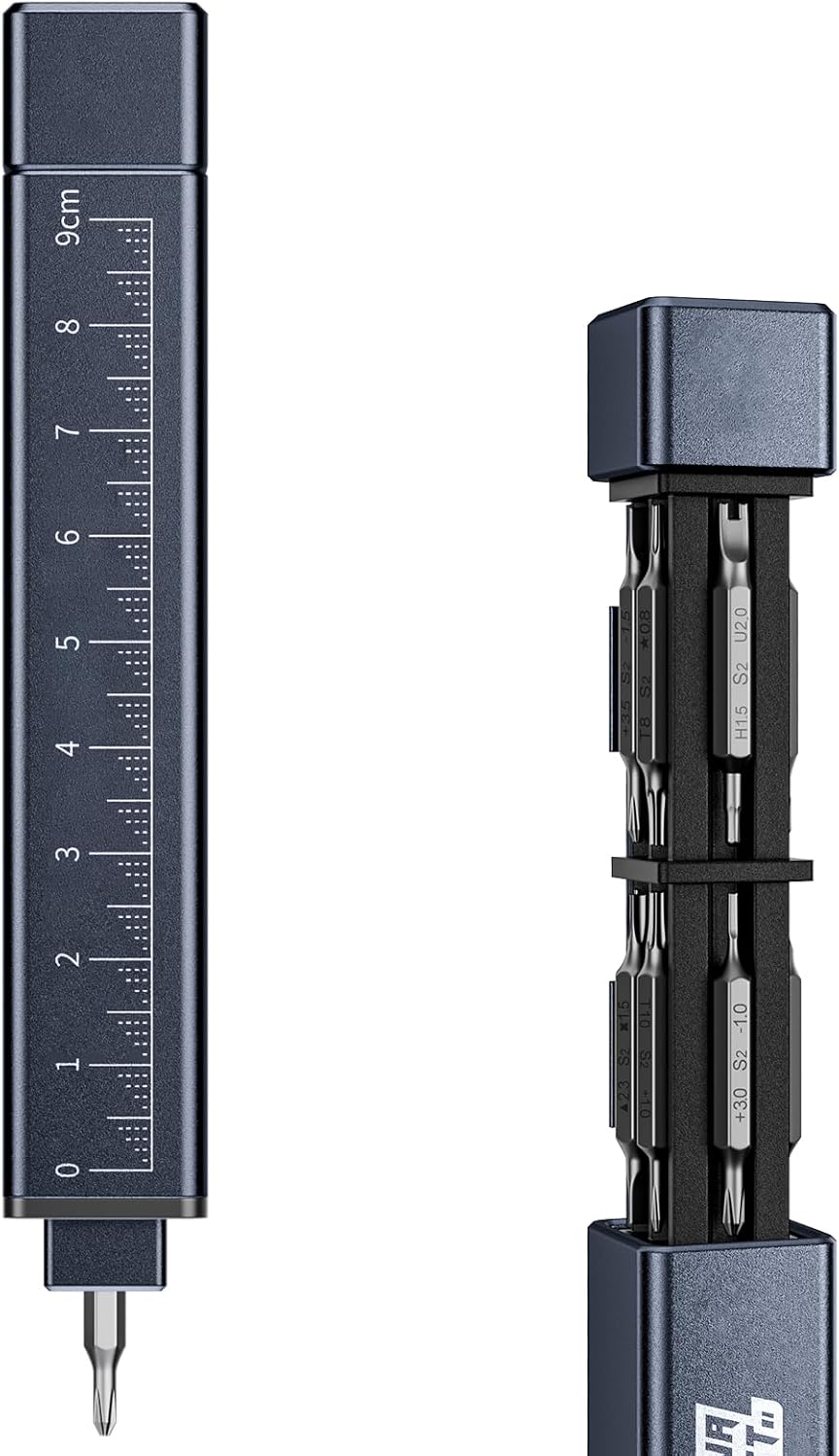 JAKEMY 20-in-1 Metal Precision Screwdriver Set, 10 Pcs Reinforced S2 Steel Precision Double-head Bits, Manual Pen Shaped Screwdriver Kit, Portable Screwdriver Repair Tool Kit