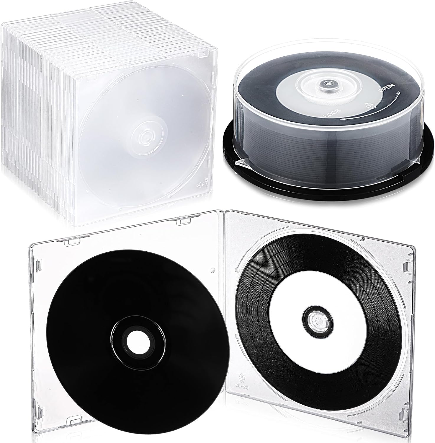 25 Pack Recordable Blank Media Discs 700MB, Clear Jewel Case