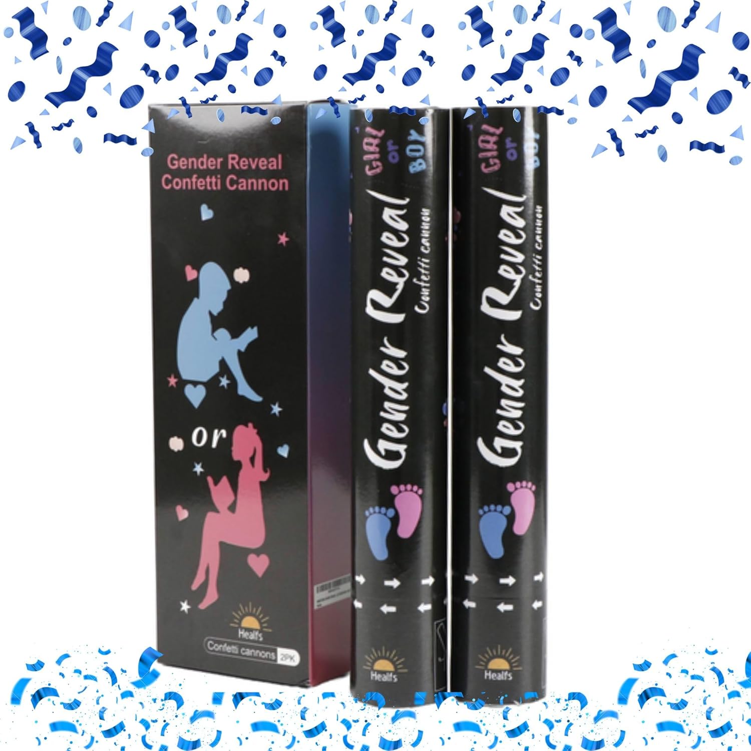 Blue Gender Reveal Poppers 2 Pack - Confetti Gender Reveal for Boy - Exciting Boy Gender Reveal Confetti Cannon - Perfect for Memorable Gender Reveal Celebrations and Parties