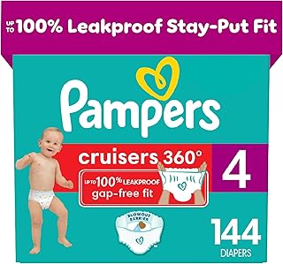 Pampers Cruisers 360 Diapers - Size 4, One Month Supply (144 Count), Pull-On Disposable Baby Diapers, Gap-Free Fit