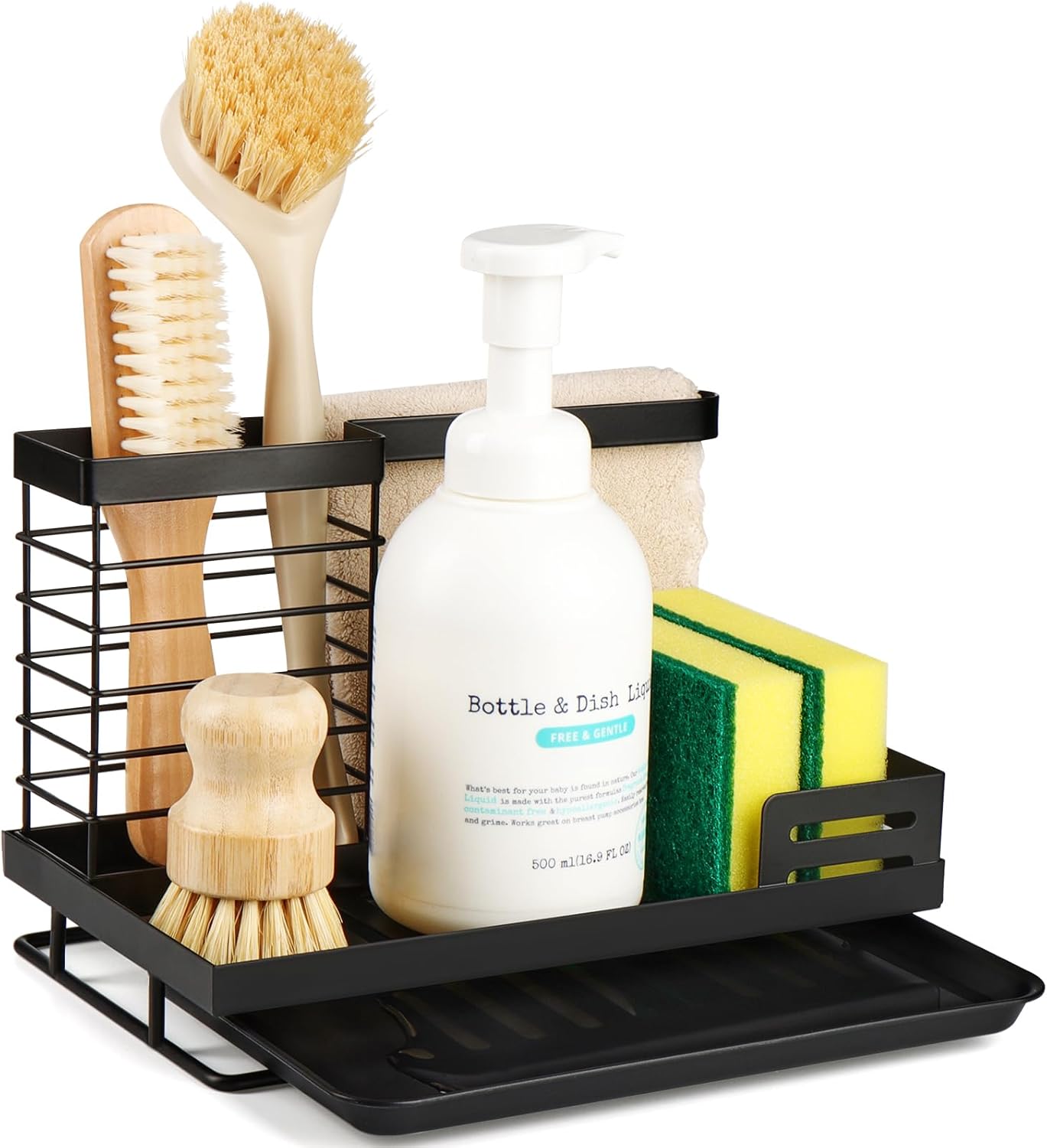Sinnsally Kitchen Sink Tidy Caddy Area Organiser,Soap Tray Dish Brush Sponge Holder,Sink Storage Rack for Countertop,Washing up Caddy,Dishcloth Hanger,Sinkware Organizer for Kitchen Accessories