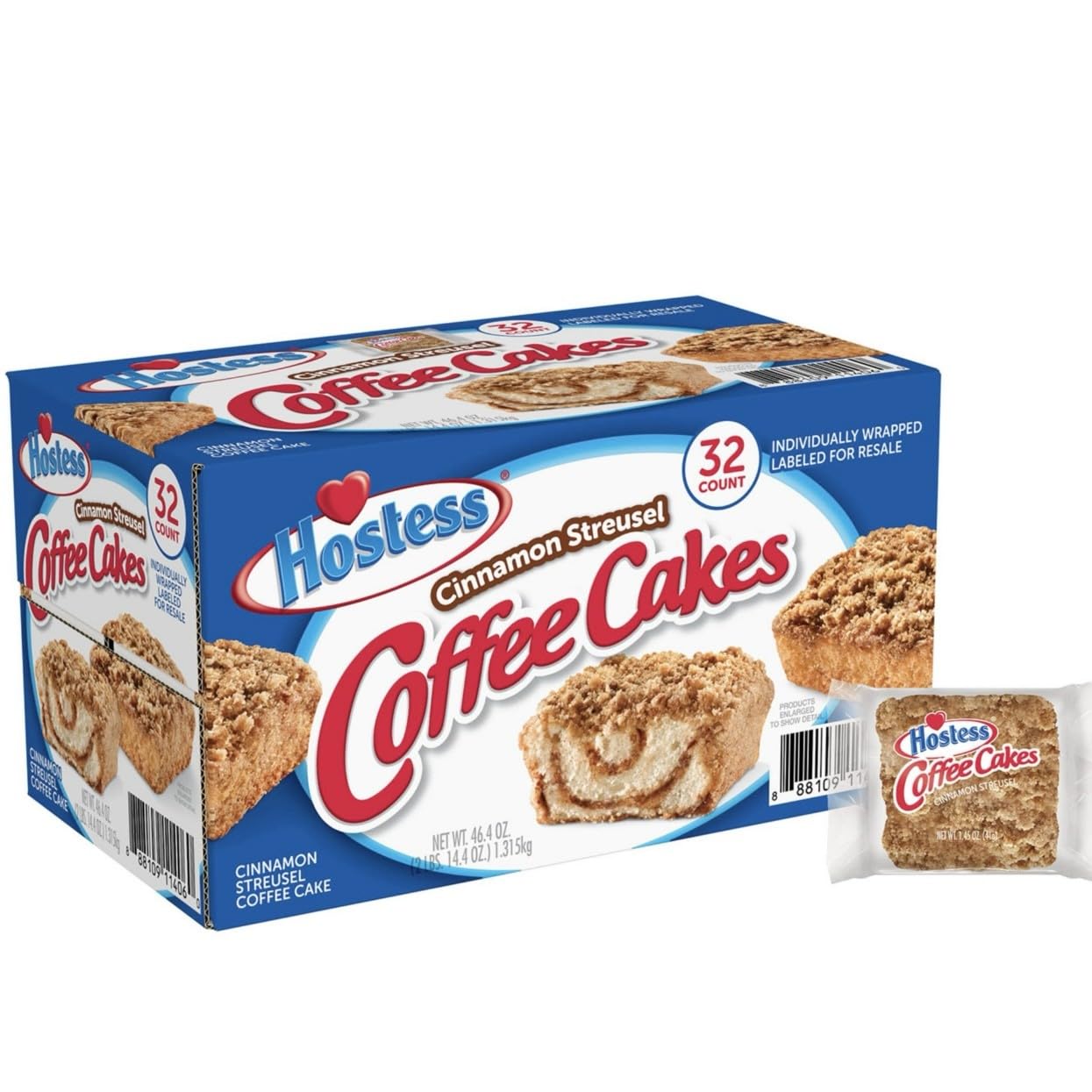 Hostess Cinnamon Streusel Coffee Cake, 1.44 oz., 32 Pack