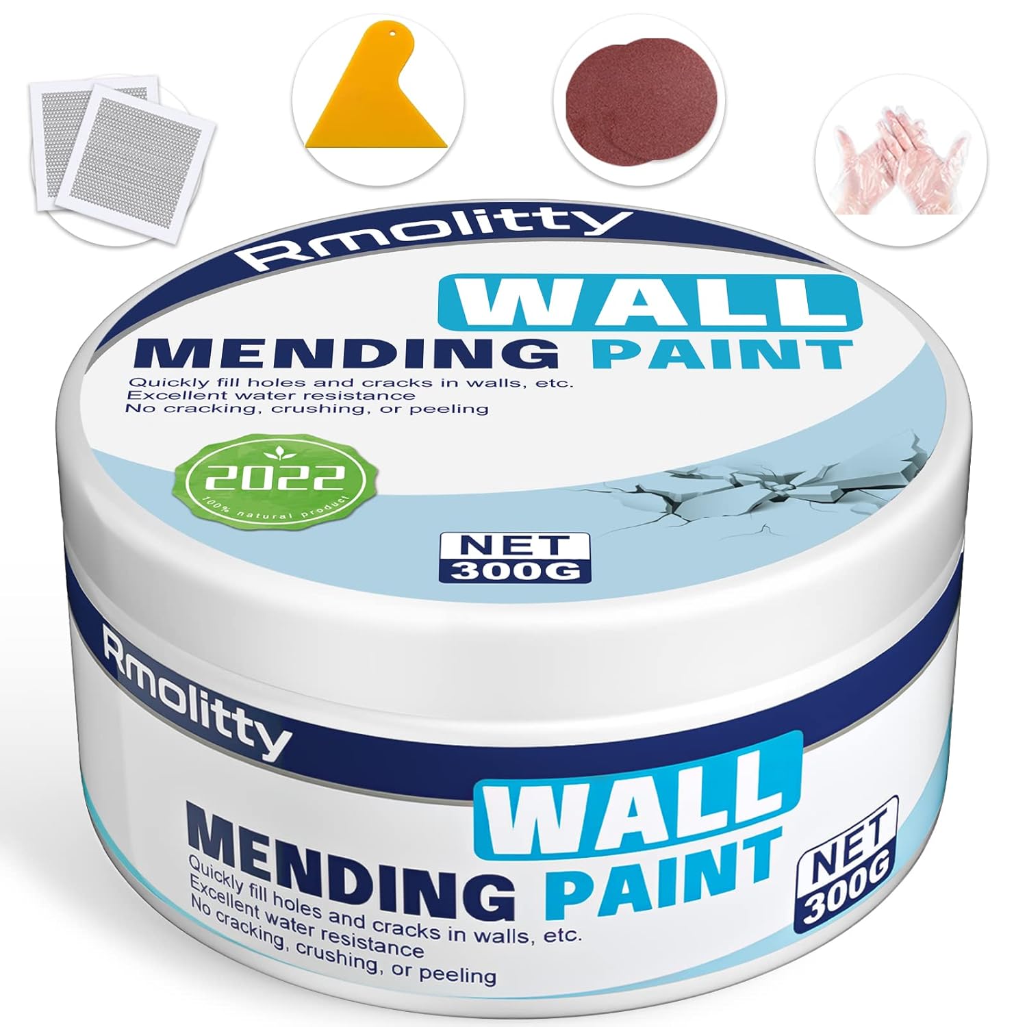 Wall Filler Kit - Waterproof Filler for Walls, Mends Cracks & Small Holes (300g)