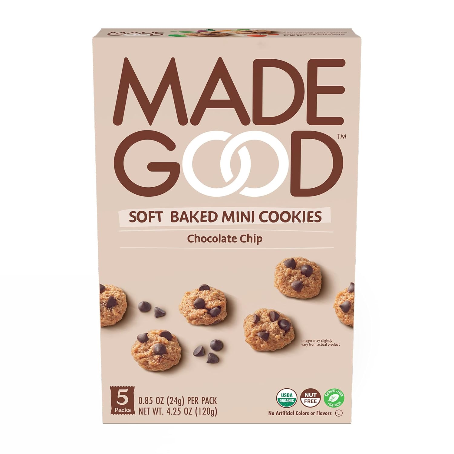 MadeGood Chocolate Chip Soft Baked Cookies, Organic Snacks, 0.85oz Each