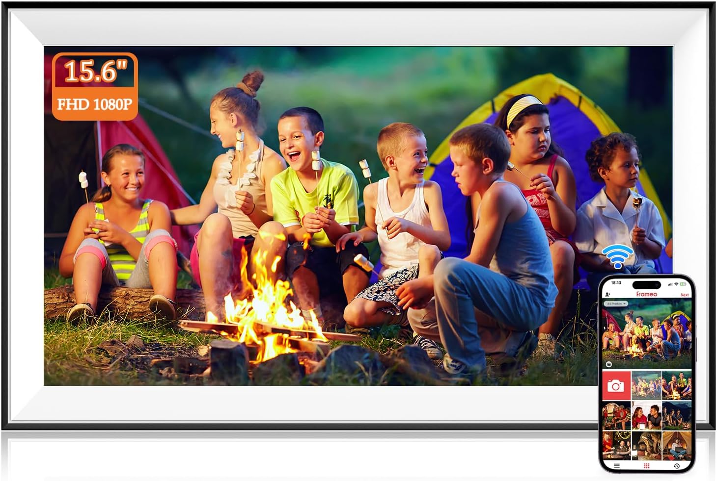 Hesmor 15.6 Inch Digital Photo Frame WiFi Frameo Picture Frame, 1920x1080 FHD IPS Touchscreen, 32GB Auto Rotate, Electronic Photo Frames Share Photos/Videos Anywhere