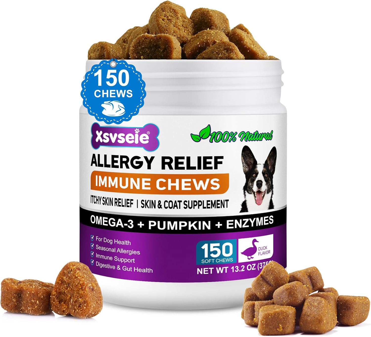 Dog Allergy Relief,Itchy Dog Skin Relief Chews,Allergy Relief Immune Chews,Stop Excessive Itching, Redness, Scratching, And Paw Chewing And Relieve Seasonal Allergies