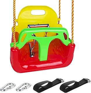 KINSPORY Toddler Swing Seat, 3-in-1 Infant Swing, Secure Detachable Baby Swing Seat with Hanging Straps for Swing Sets Backyard Patio Garden Tree Park Play Equipment (Red)