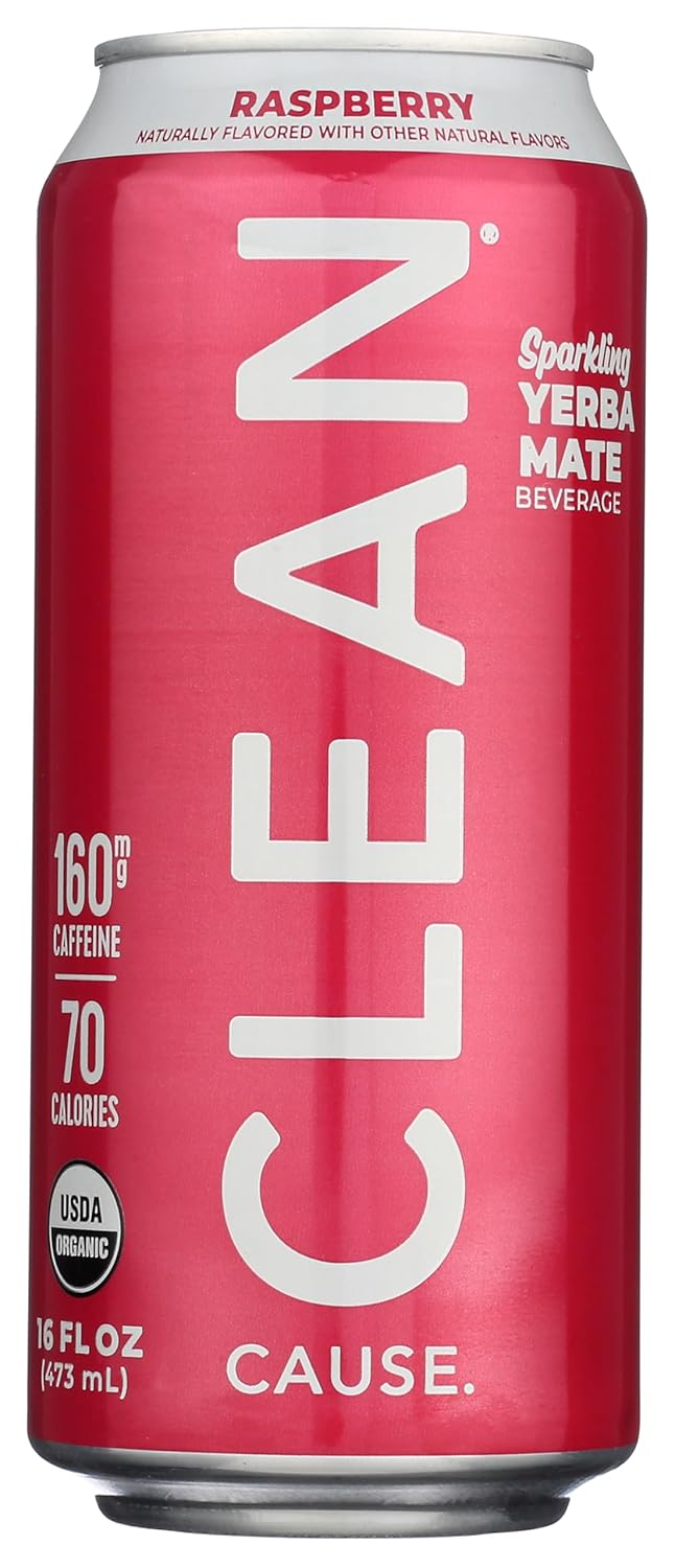 Clean Cause, Yerba Mate Energy Drink, Raspberry, 16 oz