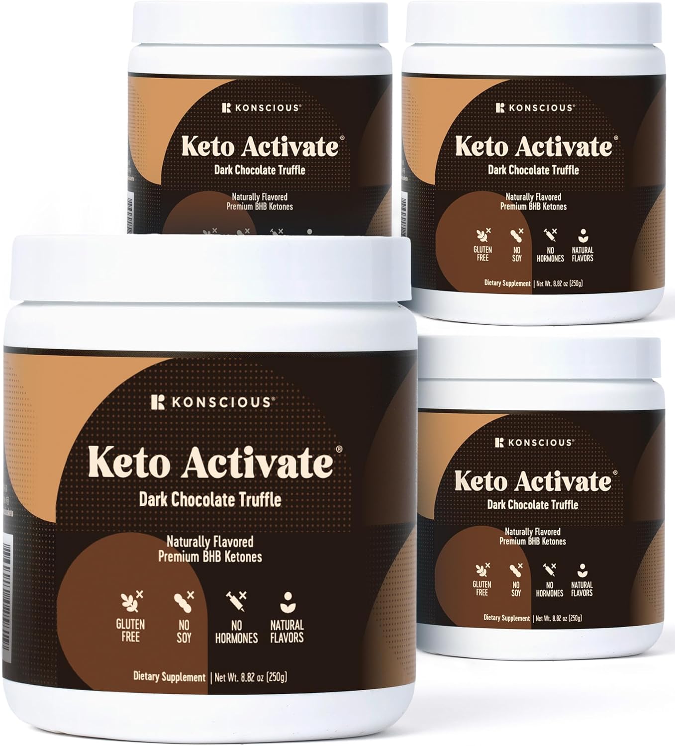 Dark Chocolate Truffle Exogenous Ketones Drink 4 Pack: Pure Keto Shake Powder with Chocolate Ketones | Jumpstart Ketosis & Boost Energy with Natural Ketones Supplements by Konscious Keto