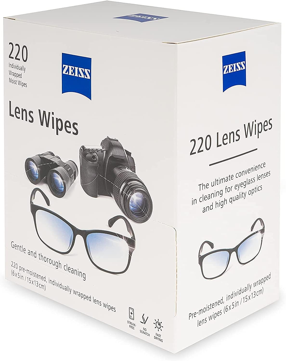 Zeiss Pre-Moistened Lens Cleaning Wipes, 220 Count (Pack of 12)