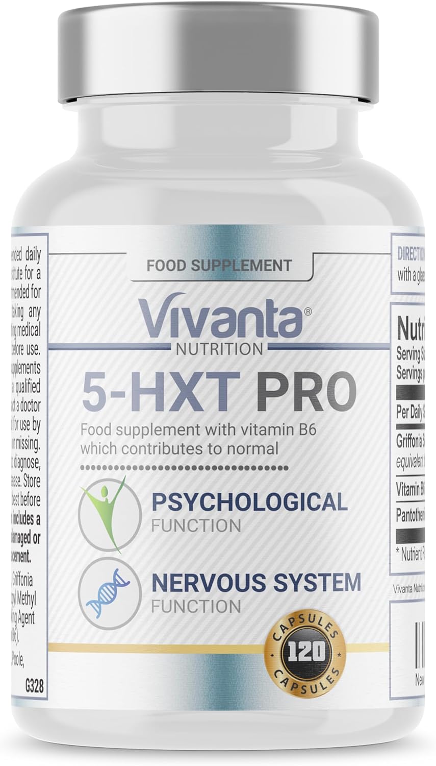 5HXT Pro - 5HTP High Strength from 4000mg of Griffonia Seed - Providing 200mg Extract Plus High Strength B6 - Natural 5 HTP Supplement (HTP 5) - 120 Vegetarian & Vegan Capsules