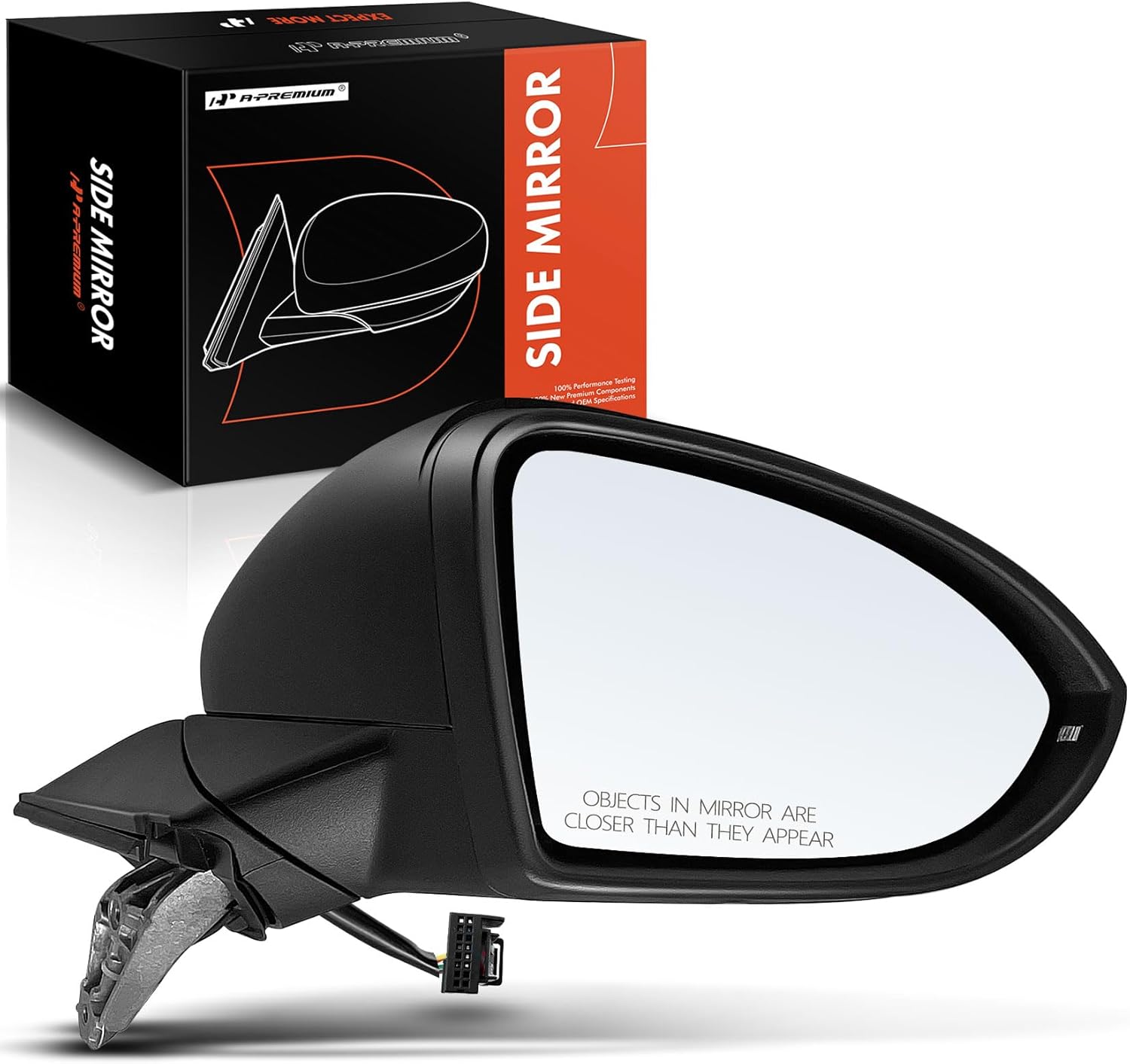 A-Premium Passenger Side Power Door Mirror - Compatible with Volkswagen Golf 2015-2021, Golf Alltrack, Golf SportWagen, GTI - Heated Manual Folding Black Outside Rear View Mirror w/Turn Signal