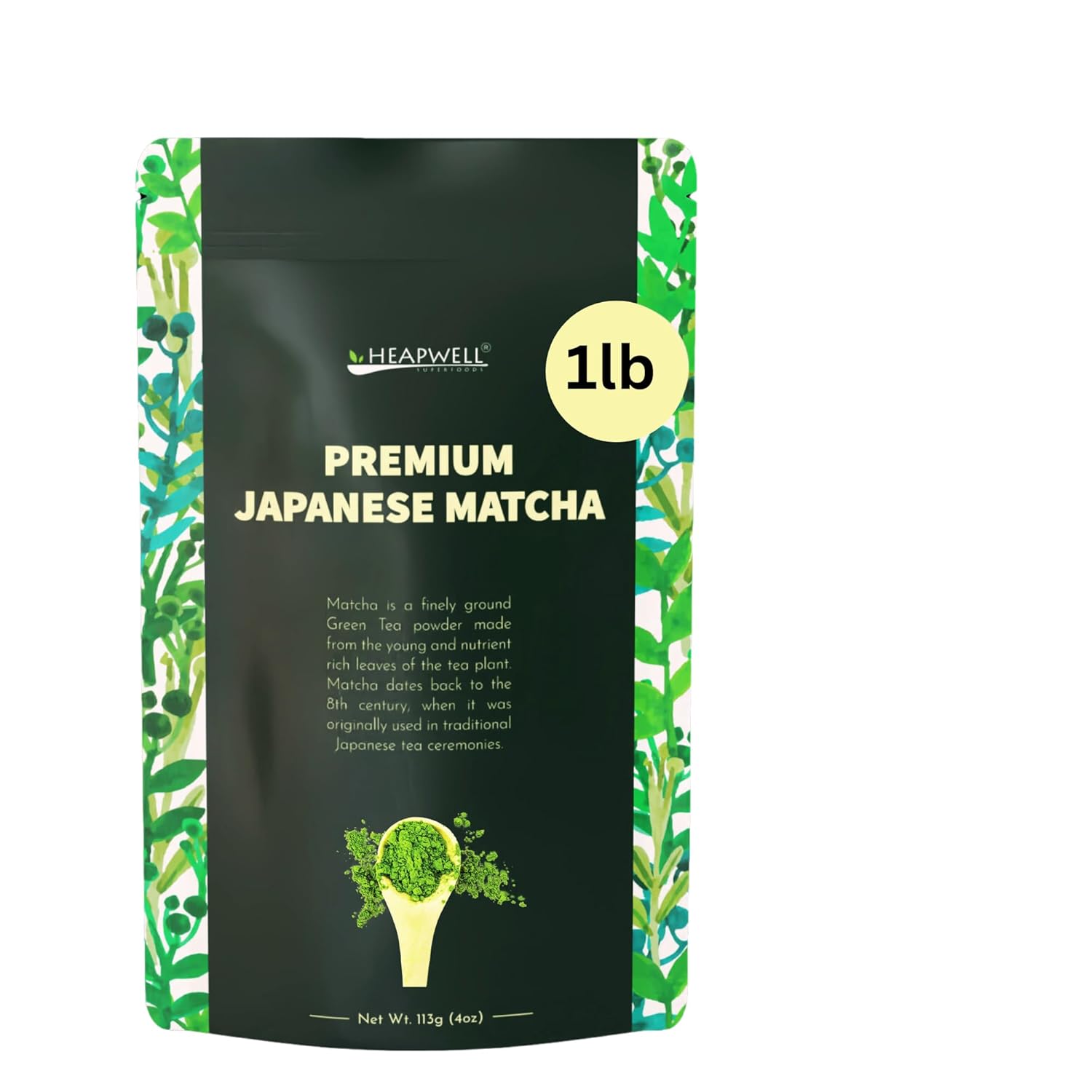 Heapwell Japanese Matcha Green Tea Powder 1lb – Premium Grade – Barista Pack – Authentic Matcha from Japan – Ideal for Cafes, Baristas & Restaurants