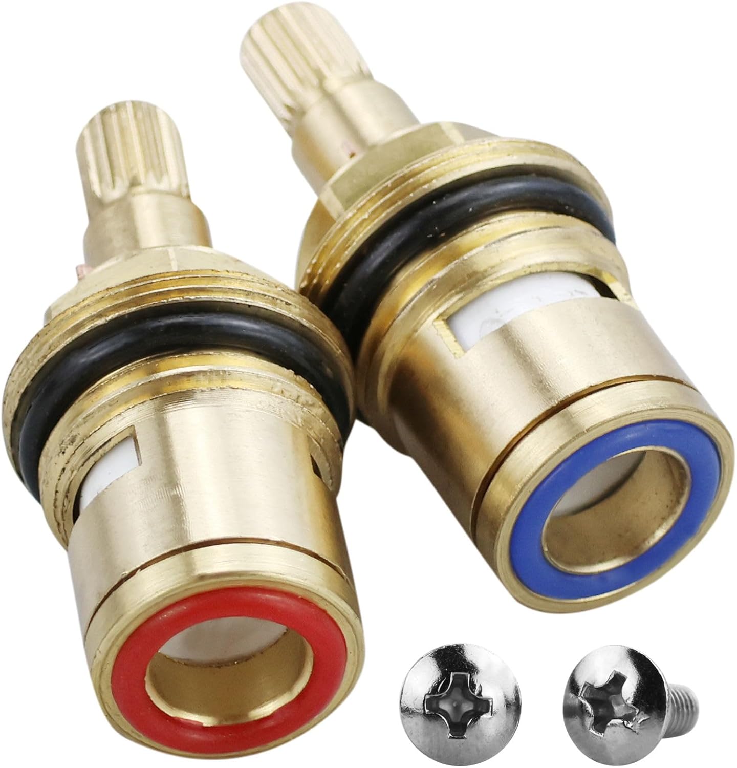 2 pcs Replacement Ceramic Tap Cartridge 1/4 Turn 20 Spline,Tap Washers,Tap Glands Seals Repair Kit,Tap Valve for Shower Bathroom Taps with Washers,Solid Brass Ceramic