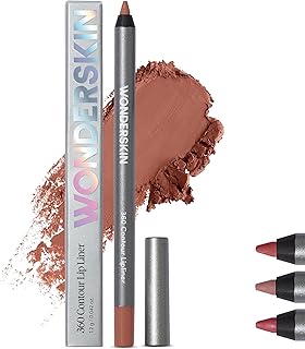 Wonderskin Lip Liner Pencil - 360 Contour Lipliner, Long Lasting, Sharpenable Lip Pencil, Waterproof and Transfer-Proof Brown Lip Liner (Saddle)