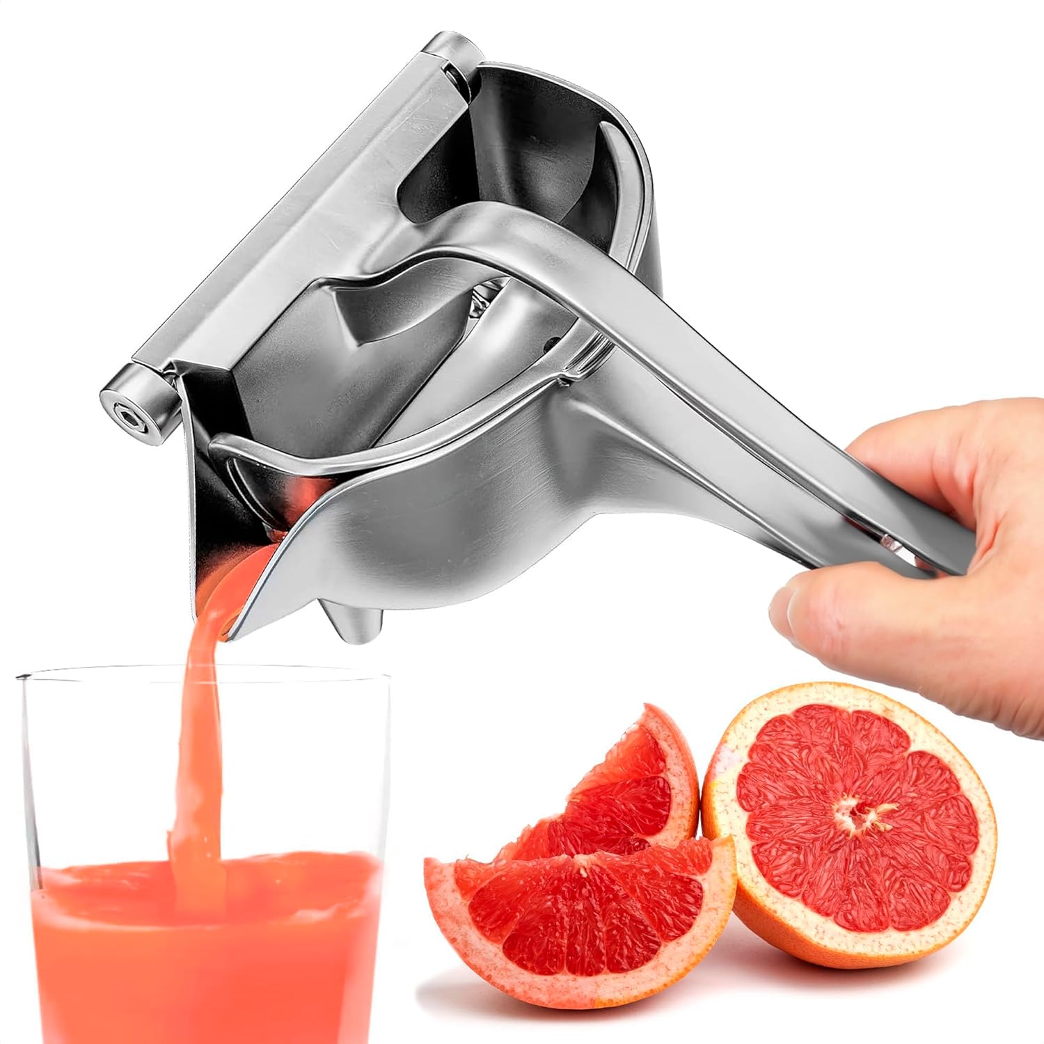 Hand Juicer Squeezer - Aluminum Manual Hand Press Juicer, Comfortable Ergonomic Grip for Efficient Juice Extraction of Pomegranates, Citrus, and other Fruits | Durable, Compact, Easy to Use and Clean