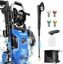 4800 PSI Electric Pressure Washer 2024 Newest 4.0GPM Power Washer with 33ft Pressure Hose, 4 Nozzle and Detergent Tank for Cars, Upgraded Blue