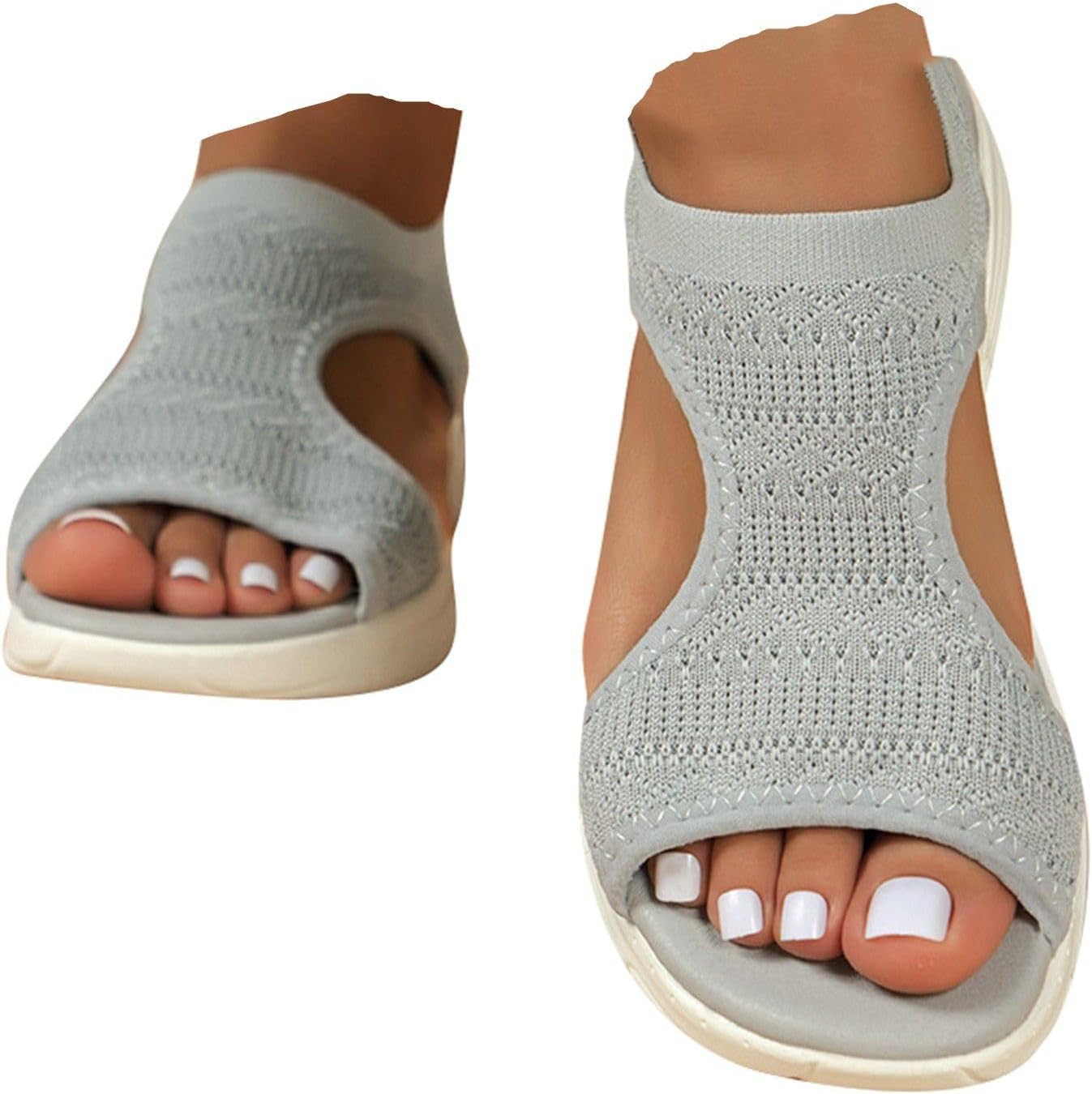 HEONSATI Sandals for Women Orthopedic, Sandals with Arch Support Summer Slip on Ladies Wedge Slingback Walking Slip on Platform Shoes Casual Beach Slingback Comfy Washable Slide Sport Shoes