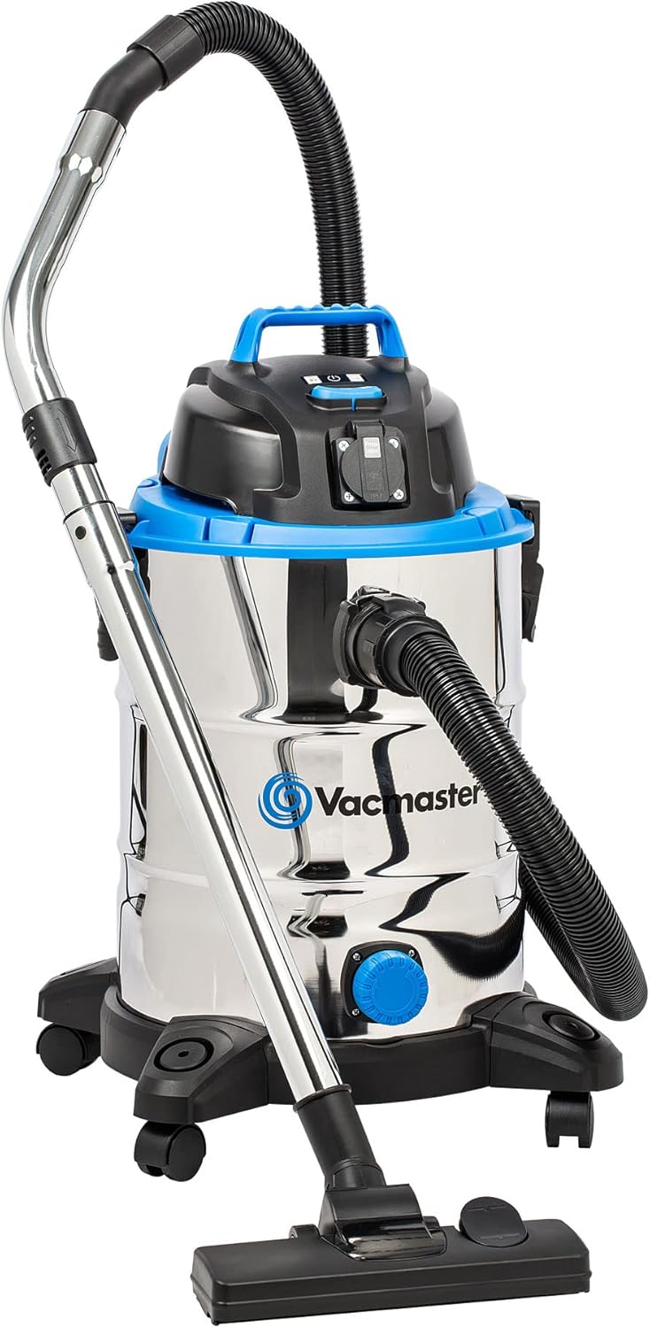 Vacmaster Power 30 PTO Wet & Dry Cleaner, with Power Take Off socket, 30 Litre Capacity, 1500W Motor and 2 Year Guarantee
